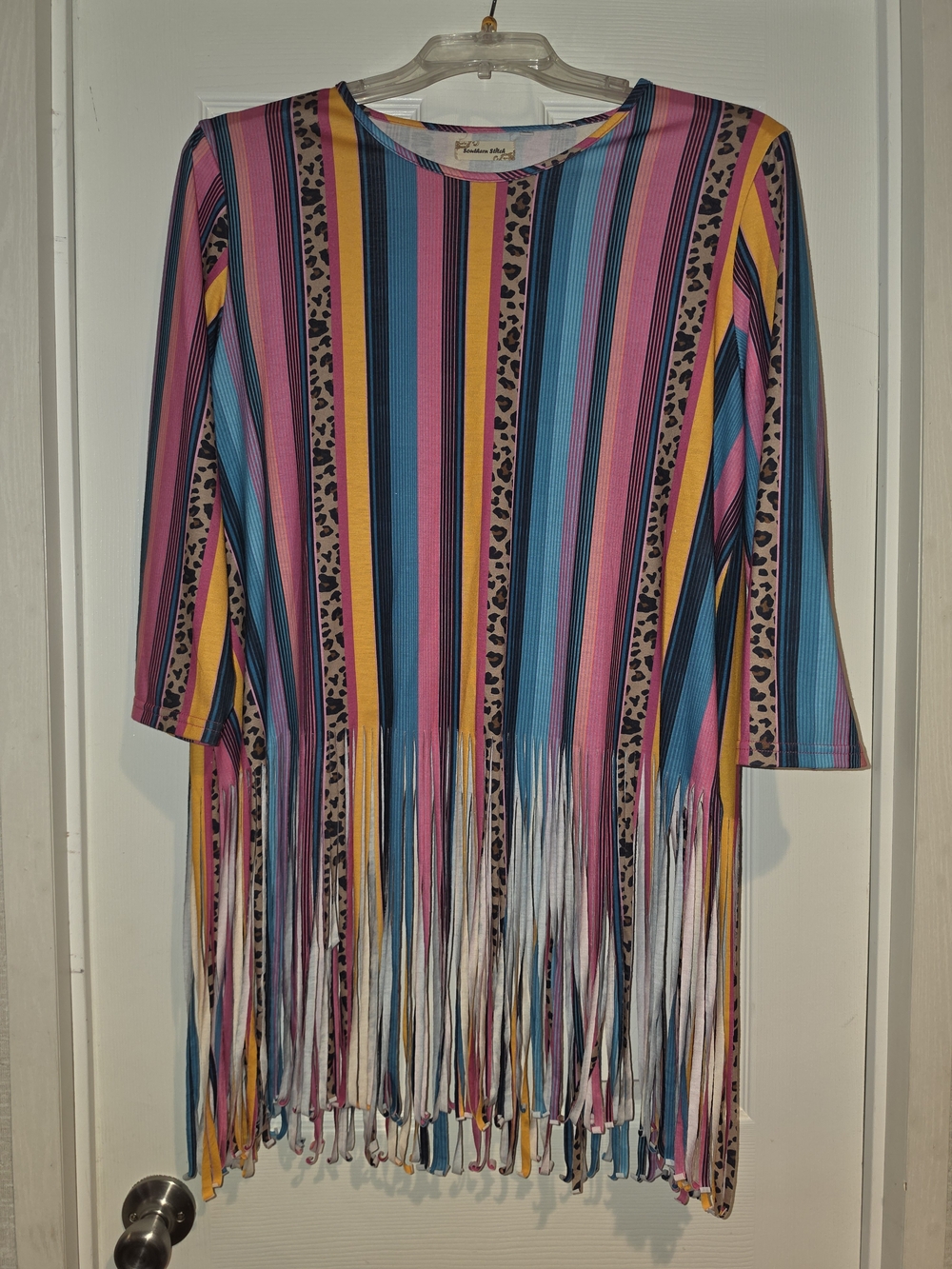 Multicolor Striped Fringe Top